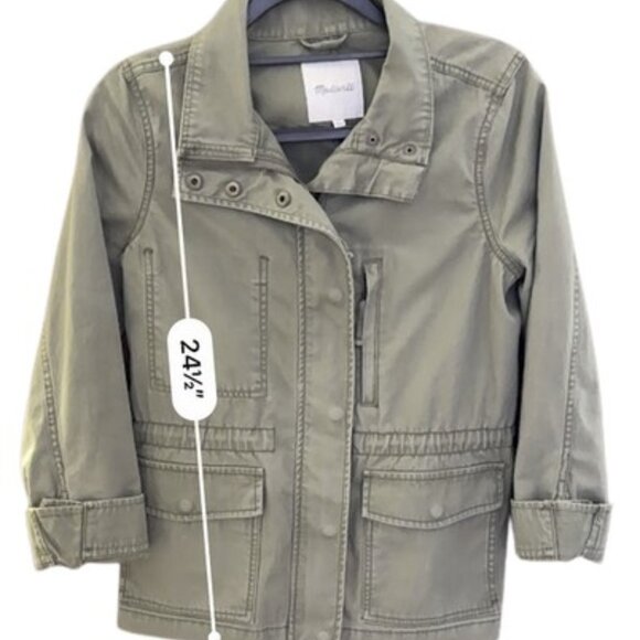 Madewell Women's Jacket Utility Military Fleet Jacket Army Green, Small - Picture 6 of 7